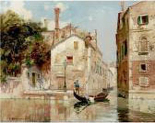 The Waiting Gondolier, Venice Oil Painting by Carlo Brancaccio