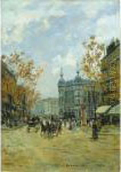 Parisian Street Oil Painting by Carlo Brancaccio