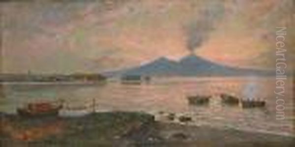 Bay Of Naples Oil Painting by Carlo Brancaccio