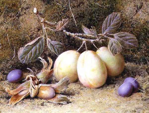 Still Life with plums and nuts Oil Painting by William B. Hough