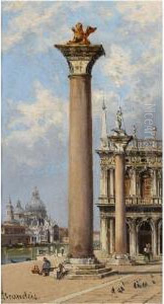 View Of The Columns Of San Marco And San Teodoro And Santa Mariadella Salute Oil Painting by Antonietta Brandeis