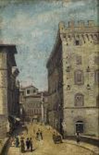 Figures On The Ponta Santa Trinita, Florence Oil Painting by Antonietta Brandeis