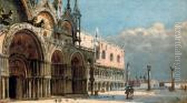 A Windy Day At St Mark's Square, Venice Oil Painting by Antonietta Brandeis