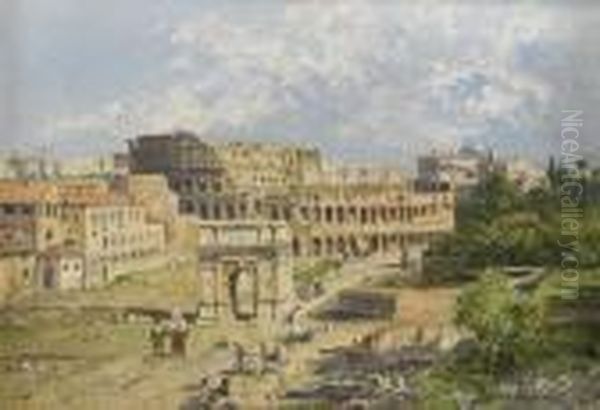 Coloseum Och Forum Romanum - Rom Oil Painting by Antonietta Brandeis