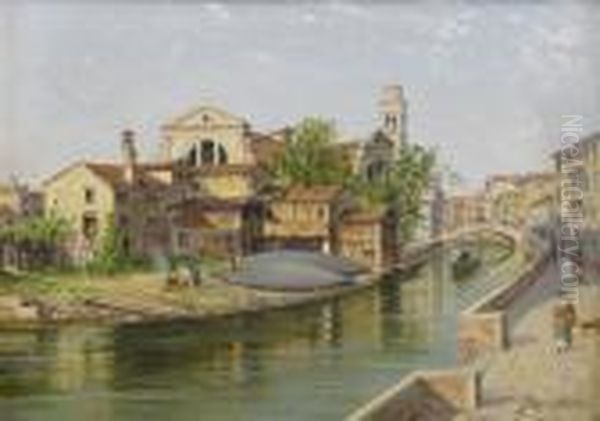 Kanal I Venedig Oil Painting by Antonietta Brandeis