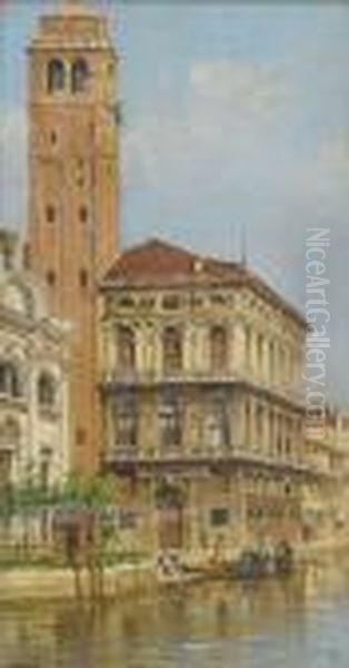 Venice - A View Of The Campanile Of The Churchof Santa Maria Dei Frari Oil Painting by Antonietta Brandeis