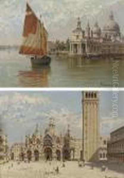 The Doge's Palace, Venice; And St.marks, Venice. Oil Painting by Antonietta Brandeis