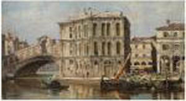 The Rialto Bridge With The Palazzo Dei Camerlenghi Oil Painting by Antonietta Brandeis