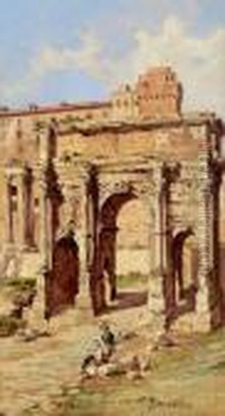 L'arco Di Settimio Severo. Foro Romano Oil Painting by Antonietta Brandeis