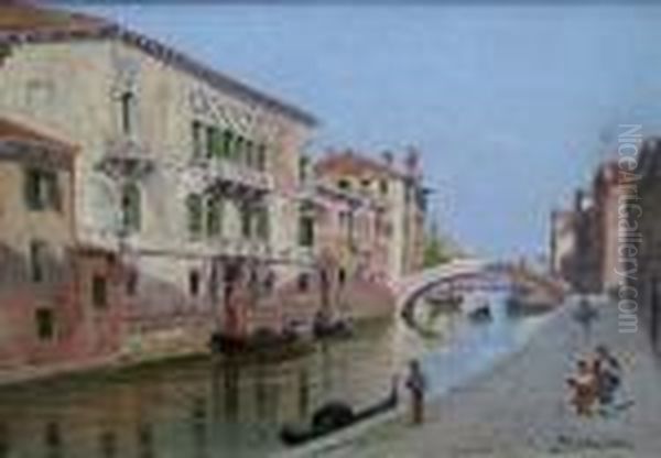 Venetian Canal Scene Oil Painting by Antonietta Brandeis