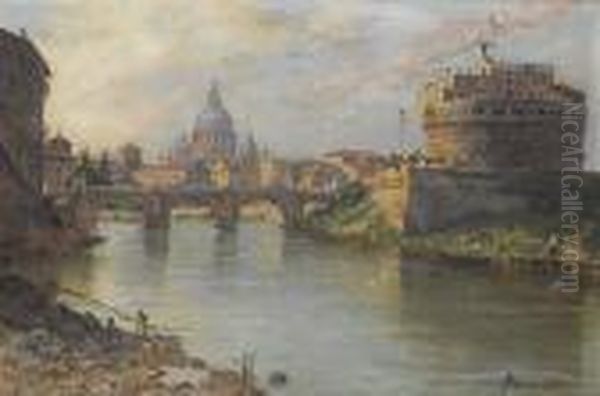 Ponte Castel S. Angelo, Roma Oil Painting by Antonietta Brandeis