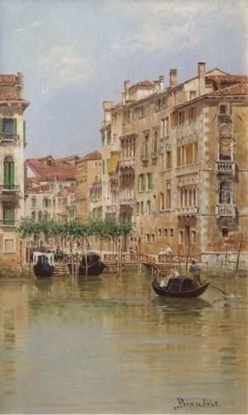 A View On A Canal In Venice Oil Painting by Antonietta Brandeis