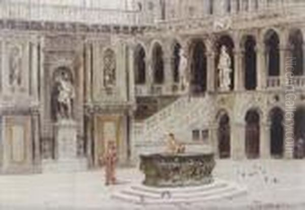 The Court Of The Ducal Palace, Venice Oil Painting by Antonietta Brandeis