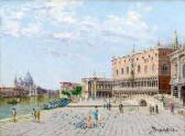 View Of The Palazzo Ducale With The Santa Maria Della Salute Oil Painting by Antonietta Brandeis