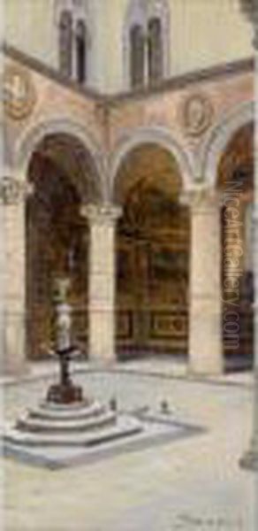 Cortile Di Palazzo Vecchio, Florence Oil Painting by Antonietta Brandeis