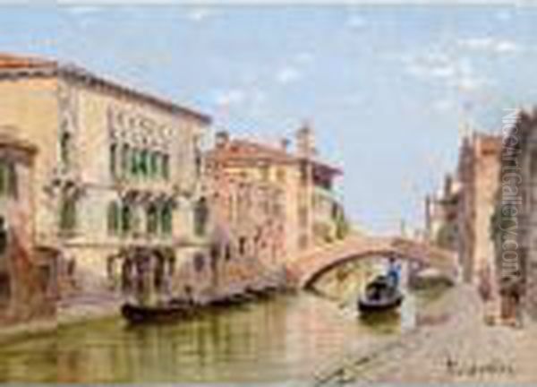 A Venetian Canal Oil Painting by Antonietta Brandeis