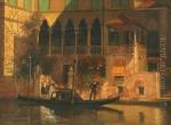 Gondolier In Venice Scene Oil Painting by Antonietta Brandeis