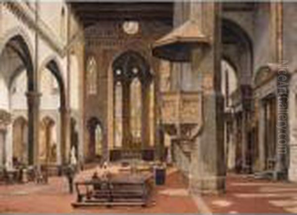 The Interior Of Santa Croce, Florence Oil Painting by Antonietta Brandeis