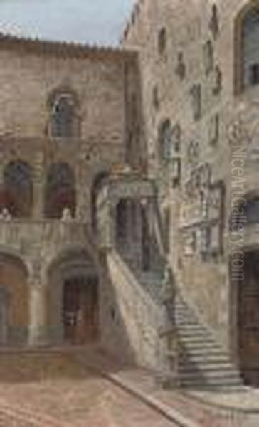 The Courtyard Of The Bargello, Florence Oil Painting by Antonietta Brandeis