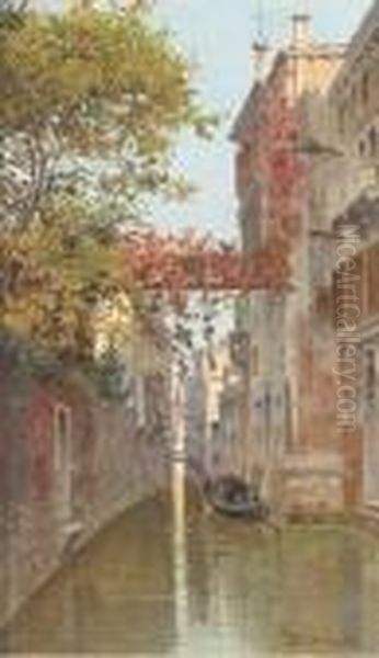 A Gondola On A Venetian Backwater Oil Painting by Antonietta Brandeis