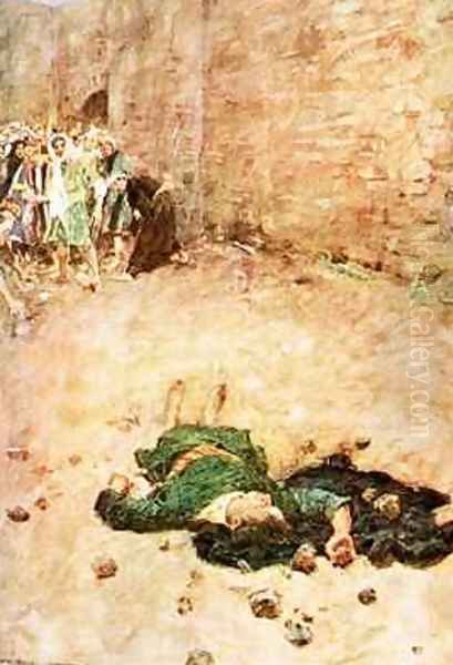 The stoning of Stephen Oil Painting by William Hatherell