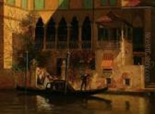 Gondolier In Venice Scene Oil Painting by Antonietta Brandeis