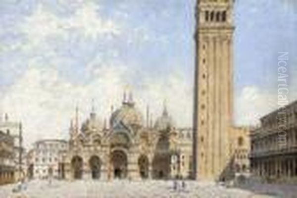 Piazza San Marco With A View Of The Basillica And The Campanile, Venice Oil Painting by Antonietta Brandeis