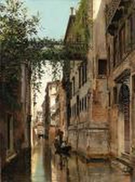 A Venetian Canal Oil Painting by Antonietta Brandeis