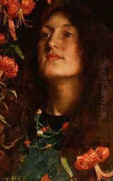 Portrait of Emily Hatherell the artists wife Oil Painting by William Hatherell