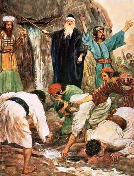 Moses striking the rock Oil Painting by William Hatherell