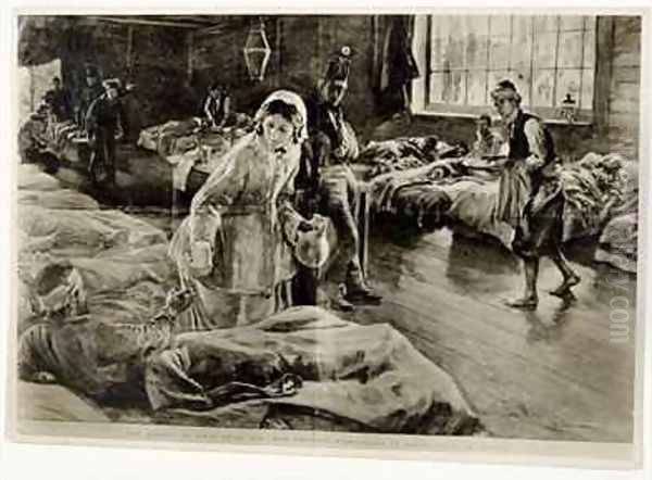 The heroine of Fifty Years Ago Miss Florence Nightingale in the Hospital at Scutari Oil Painting by William Hatherell