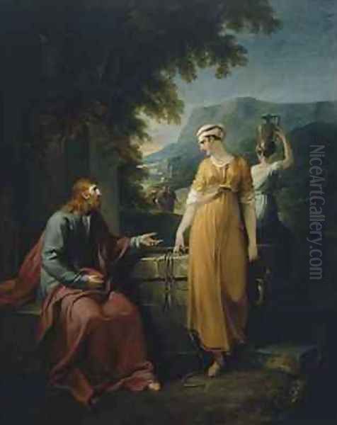 Christ and the woman of Samaria Oil Painting by William Hamilton