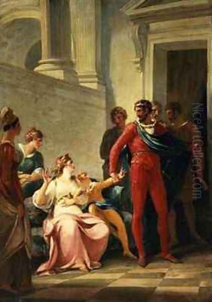 Leonites taking his son Mamilius away from his mother Act I Scene II from A Winters Tale Oil Painting by William Hamilton