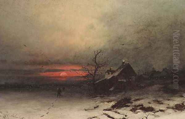 Returning home at sunset Oil Painting by Friedrich Josef Nicolai Heydendahl