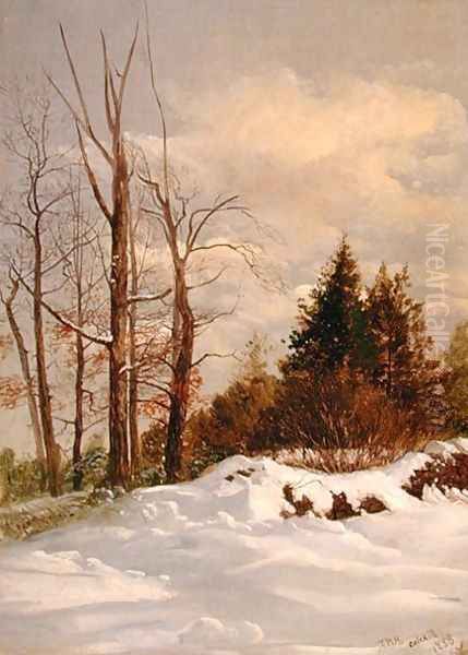 Catskill Winter Landscape Oil Painting by Thomas Hiram Hotchkiss