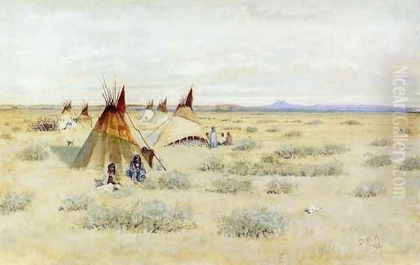 Camp of Standing Bear Oil Painting by Dwight W. Huntington