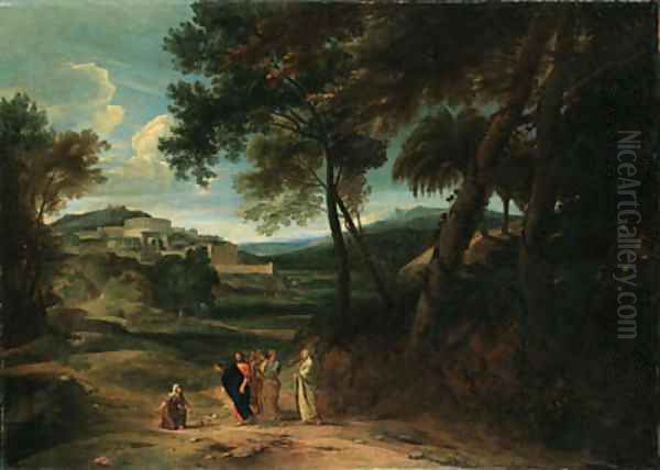 A classical landscape with Christ and the Canaanite Woman Oil Painting by Jan Baptist Huysmans