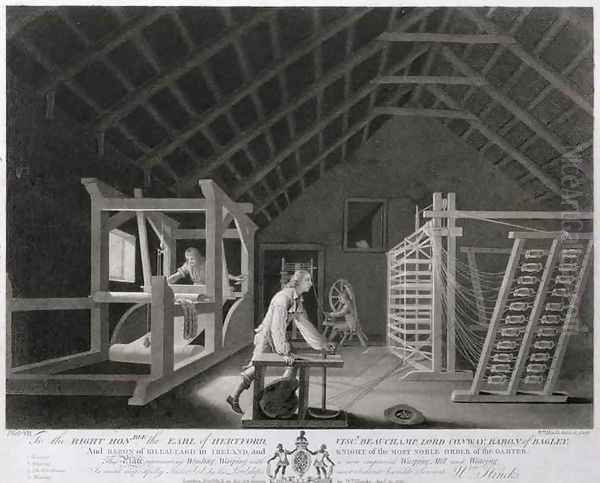 Winding Warping with a New Improved Warping Mill and Weaving plate VII of The Linen Manufactory of Ireland 2 Oil Painting by William Hincks