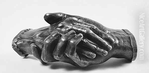 Clasped Hands of Robert and Elizabeth Barrett Browning Oil Painting by Harriet Goodhue Hosmer