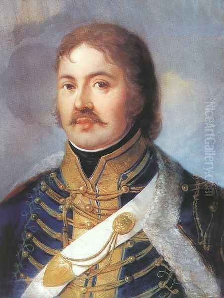 Portrait of Count Jozsef Karolyi before 1803 Oil Painting by Janos Mihaly Hesz