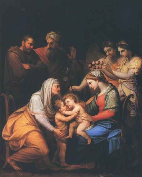 Holy Family with Saints 1813 Oil Painting by Janos Mihaly Hesz