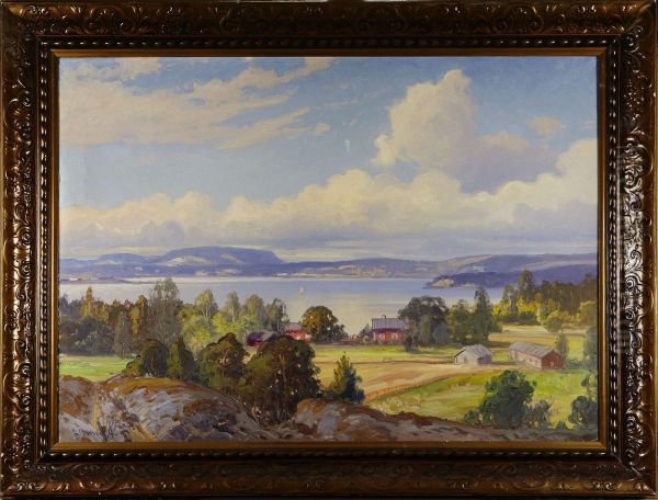 Siljanlandskap Oil Painting by Carl Brandt