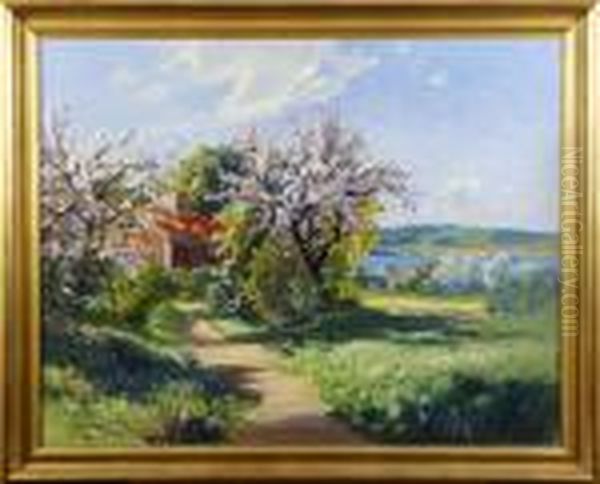 Sommarlandskap Oil Painting by Carl Brandt