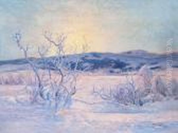 A Bright Winter's Day Oil Painting by Carl Brandt