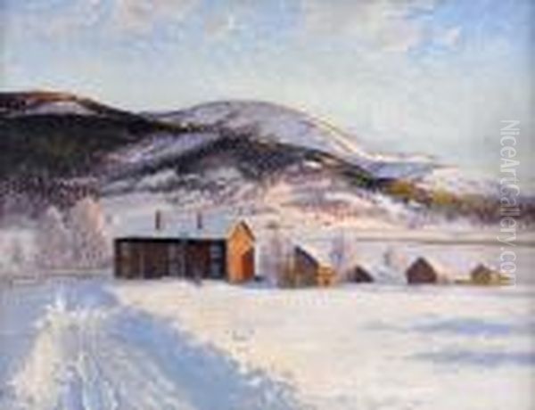 Vinterlandskap - Are Oil Painting by Carl Brandt