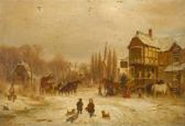 Arrival Of The Coach Oil Painting by Carl Brandt