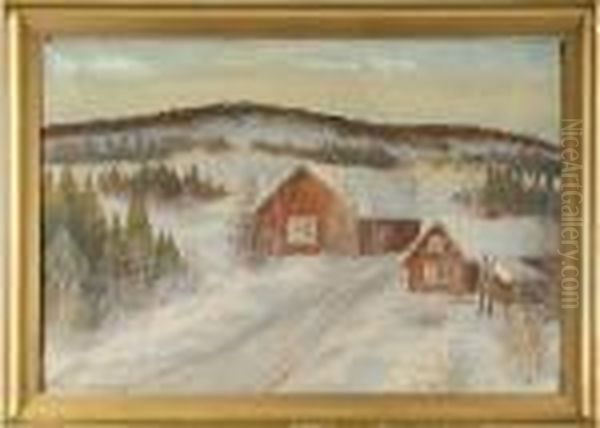 Vinterlandskap Oil Painting by Carl Brandt