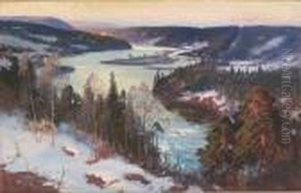 Varvinter, Alvandskap Oil Painting by Carl Brandt