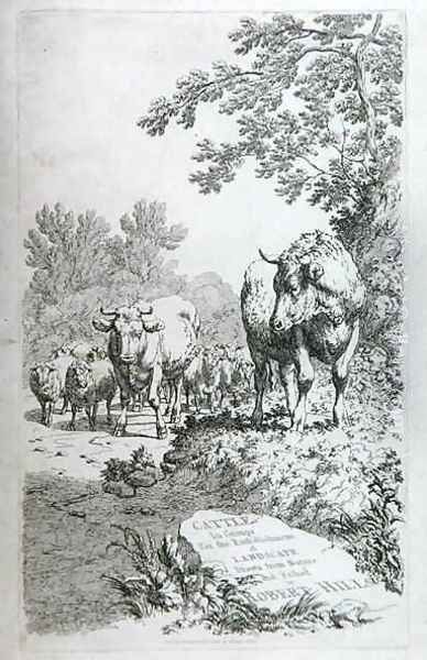 Title Page for Cattle in Groups for the embellishment of Landscape Oil Painting by Robert Hills