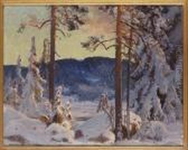 Skymningslandskap Oil Painting by Carl Brandt